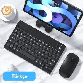 Resim Duhaline Acer Iconia A10 M10 Tab P10 Tablet Için Uyumlu Slim Şarjlı Türkçe Bluetooth Klavye ve Mouse Seti 