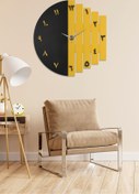 Resim İnfigo Concept Ahşap Lazer Kesim Arapça Rakamlı Siyah-sarı Saati 43 Cm - Arapça Ritim 