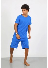 Resim Giyim Erkek Pamuk Lakost Alt Üst Kaprili Pijama Takım Saks Saks 