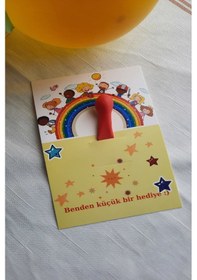 Resim Balonlu Gökkuşağı Hediye Kartı 10 Adet -kuşe Kartlı Okul Hediye 