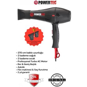 Resim Powertec TR-701 Profesyonel Fön Makinesi 2500 W 12'li 