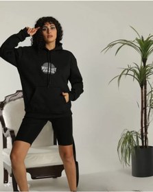 Resim Hazego Unisex Sırt Baskılı Kapüşonlu Üç İplik Oversize Sweatshirt - Siyah Siyah 