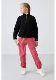 Resim Tommy Life Siyah Kalın Yumuşak Dokulu Standart Fit Nakışlı Polar Kız Çocuk Sweatshirt - 75151 Siyah 