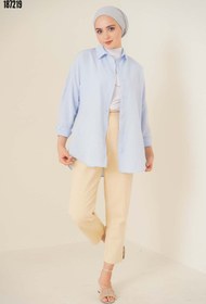 Resim 103901 Oversize Basic Tesettür Gömlek Açık Mavi 