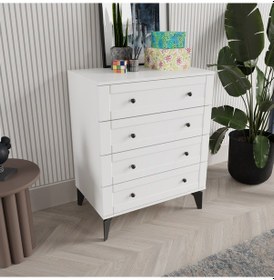 Resim Toprak 4 Çekmeceli Şifonyer - Mdf Kapak Beyaz 