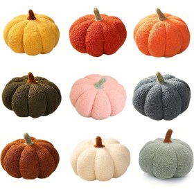Resim 3D Kabartmalı Balkabağı Peluş Yastık - Gerçekçi Yumuşak Polyester Dolgulu, Dokulu Yüzeyli Çok Renk Seçenekleri (Turuncu, Kahverengi, Yeşil, Beyaz, Pembe, Kırmızı, Mavi, Sarı) Halloween Dekoru, Doğum Günü Partisi Hediyeleri, Rahat Sonbahar ve Yıl Boyunca Ev Aksesuarı - Dayanıklı Peluş Kumaş, Çok Amaçlı Dekoratif Aksesuar 