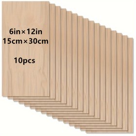 Resim 10 Adet El Sanatları Için Ahşap Levhalar - 12 X 6 X 1/12 İnç - Pürüzsüz Yüzeyli 2mm Kalınlığında Ahşap Levhalar - Lazer Kesim, Ahşap Yakma, Mimari Modeller, Boyama Için Bitmemiş Kare Ahşap Levhalar 