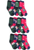 Resim Leement socks Çocuk Yılbaşı Deseli Havlu Kışlık Çorap 12 Çift 