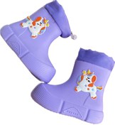 Resim Sonimix Kız çocuk renkli hafif su geçirmez içi polarlı yağmur kar çizmesi 