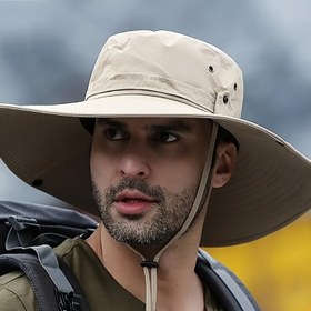 Resim 1 adet Nefes Alabilen Erkekler için Büyük Kenarlı Kova Şapka 