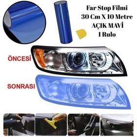 Resim Far Stop Filmi 30 Cm X 10 Metre Açık Mavi 1 Rulo Çizik Engelleyici Stop-far Koruma Ve Renklendirme Folyosu 