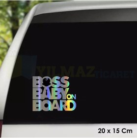 Resim yılmazetic Arabada Patron Bebek Var Hologram Oto Sticker Cam Araba Yapıştırma Çıkartma Aksesuar Etiket 20x15 Cm 
