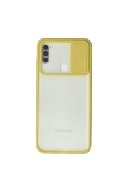 Resim artlab Art Galaxy A11 Kılıf Palm Buzlu Kamera Sürgülü Silikon - Sarı Lab 