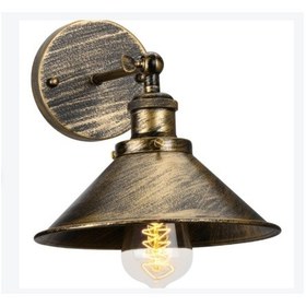 Resim Riolight Vintage,retro,rustik Fırçalı Matt Altın Siyah 1xe27 Metal Duvar Aplik Çap:23cm Antik Eskitme 