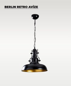 Resim Berlin Retro Avize Siyah / Metal - E27 Duylu Siyah 