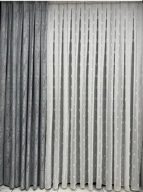 Resim Ponpon Desenli Keten Tül Perde 1/3 Sık Pile Kırık Beyaz 