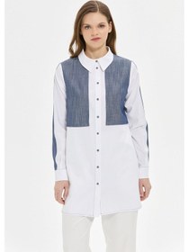 Resim Esswaap Denim Kombinli Koton Tunik Laci Lacivert 