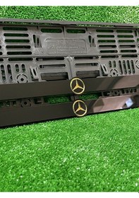 Resim Mercedes Gold Aynalı Logolu Araba Plakalık 
