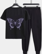 Resim uyguntarz Unisex Butterfly Baskılı 2'li Eşofman Takımı 