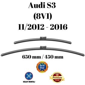 Resim Audi S3 8v1 2012 2013 2014 2015 2016 Uyumlu Ön Cam Muz Tipi Silecek Süpürgesi Seti 650/450mm Silbak 