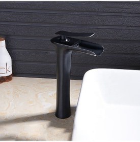 Resim Fause Yüksek Çanak Lavabo Bataryası Şelale Siyah Ksl102-B 