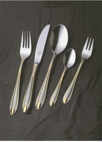 Resim Çatal Kaşık Bıçak Seti Monika Mat Altın Ggs Solingen 96 Parça Altın 