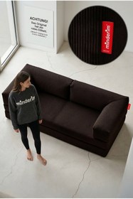 Resim Minderim PİXEL Fitilli Kadife Kanepe | 50 DNS Çökmez Sünger | Yıkanabilir Kılıflı Yatak 80x160 cm 