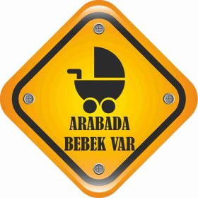 Resim Sticker Atölyesi Arabada Bebek Var Sticker - 21017 Renkli 12 x 12 cm 
