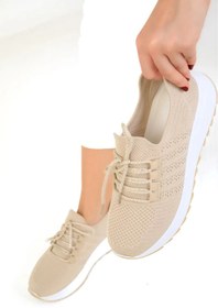 Resim More kadın yazlık bej rengi sneaker 