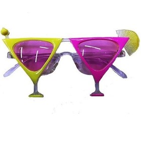 Resim Sarı Pembe Renk Martini Parti Gözlüğü 