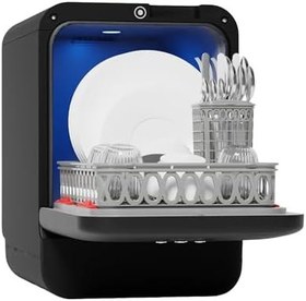 Resim Bob Taşınabilir, 3L Su Kapasiteli Mini Bulaşık Makinesi | Karavan, Tekne, Ofis ve Küçük Mutfaklar İçin Bulaşık Makinesi, SİYAH MAT KAPAK 