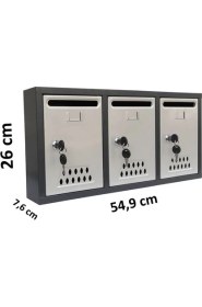 Resim Posta Kutusu 3'lü-Antrasit-Gri 