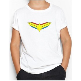 Resim Captain Marvel Logo Beyaz Çocuk Tişört Beyaz 