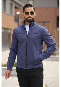 Resim Basic Baharlık Süet Ceket - Sade Ve Şık Stil Lacivert Süet 
