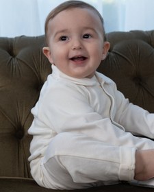 Resim Organik Pamuk Bebe Yaka Gömlek Body Ekru - Bej / 3-6 Ay 