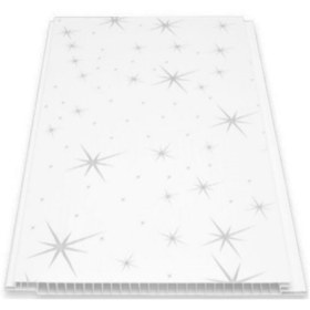 Resim Lambiri Düz Gri Yıldızlı Plastik Pvc Duvar - Tavan / 10 adet 20 cm X 3 mt - 6 m2 