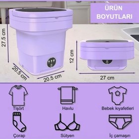 Resim ALFAGİFT Katlanabilir Taşınabilir Kurutmalı Çamaşır Makinesi Kamp Yurt Karavan Seyahat Mini Çamaşır Makinesi 
