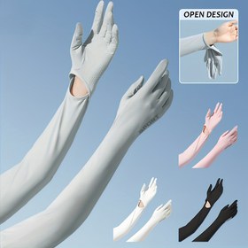 Resim 1 Çift Yeni Serin Kol Kılıfı Eldiveni Kadınlar ve Erkekler için - Yüksek Esneklikli Uzun Spor Kılıfı Yaz, Bisiklet, Balıkçılık, Açık Hava için - Eldivenli Sıkıştırma Kılıfı - Buz Soğuk Güneş Koruması Kılıfı 