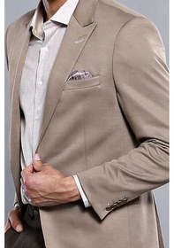 Resim Penye Bej Slim Fit Ceket Wessi 001 