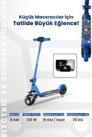 Resim Fable Elektrikli Çocuk Scooter! 130W, 2 Teker, Led Işıklı, Katlanabilir 