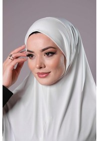 Resim Hürrem Bone Krem Pratik Hazır Geçmeli Tesettür Eşarp Sandy Kumaş Düz Hijab 2308 40 