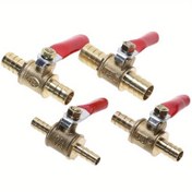 Resim 4 Adet Pirinç Top Vana İdeal - Hortumlar için 4 Parça Pirinç Top Vanalar Seti - 6mm, 8mm, 10mm, 12mm Boyutları - Su, Yağ ve Yakıt Hatları İçin Uygun 
