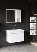 Resim KAREN BANYO Deniz Banyo Dolabı Seti, 80 Cm Beyaz, Lavabo Dahil, Lavabolu 