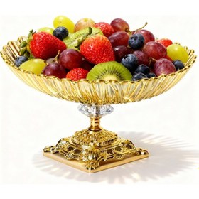 Resim Elta Collection Aurora Oval Gold Ayaklı Cam Servis & Sunumluk Tabak 25x35 