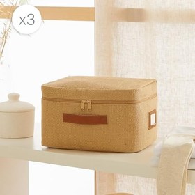 Resim Ocean Home Textile 3'lü Küçük Boy Jüt Hurç Set 30 x 22 x 18 cm 