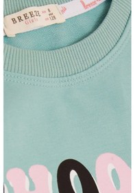 Resim Breeze Kız Çocuk Tunik Mutluluk Temalı Yazı Baskılı 8-12 Yaş, Mint Yeşili-mint Yeşili Mint 