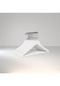 Resim Faravis Atelier Ahşap Askı Kıyafet Elbise Ve Gömlek Askısı 24 Adet Premium (ÖZEL AMERİKAN KANCALI) Beyaz -Gümüş 