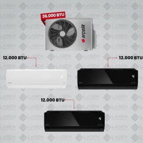 Resim Arçelik 1+3 Multi Sistem Klima / 36100 Md Pro Dış Ünite ( 2 Adet 12 Btu Siyah + 12 Btu Beyaz Iç Üniteler ) 