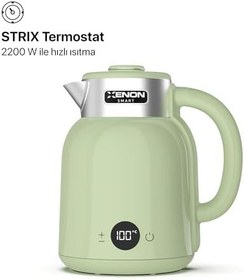 Resim Xenon Smart Akıllı Kettle Paslanmaz Çelik Çift Katmanlı Wi-Fi Mobil Uygulama ile Uzaktan Kontrol Edilebilen Otomatik Kapanma Hızlı Kaynatma Kaçak Akım Korumalı Su Isıtıcı 1.5 Lt (Yeşil) X7101 