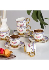 Resim Porsima Ist-169 Yaldızlı Desenli Porselen Fincan Takımı Lila 